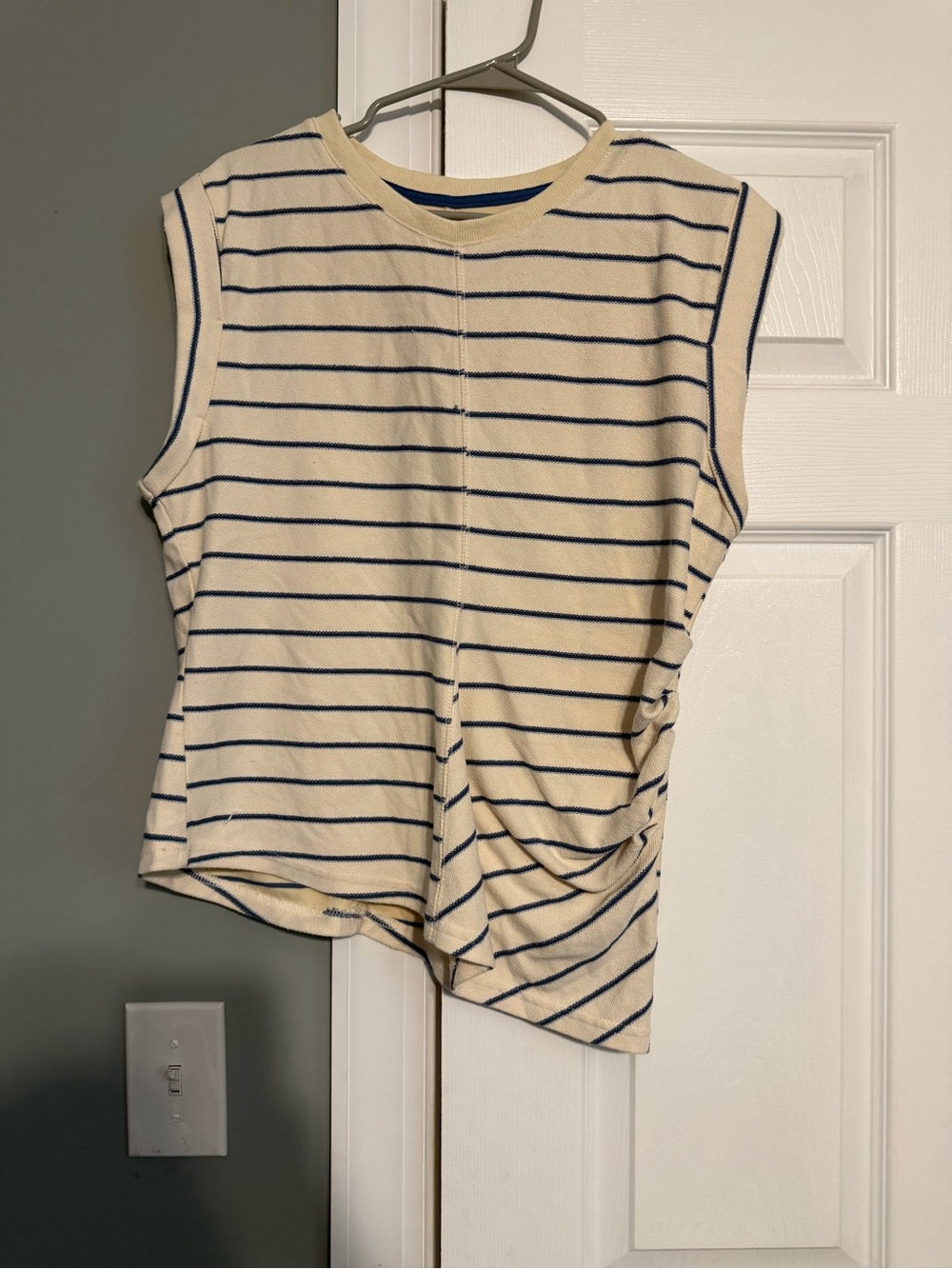 Striped Sleeveless Knit Set- Cream & Navy